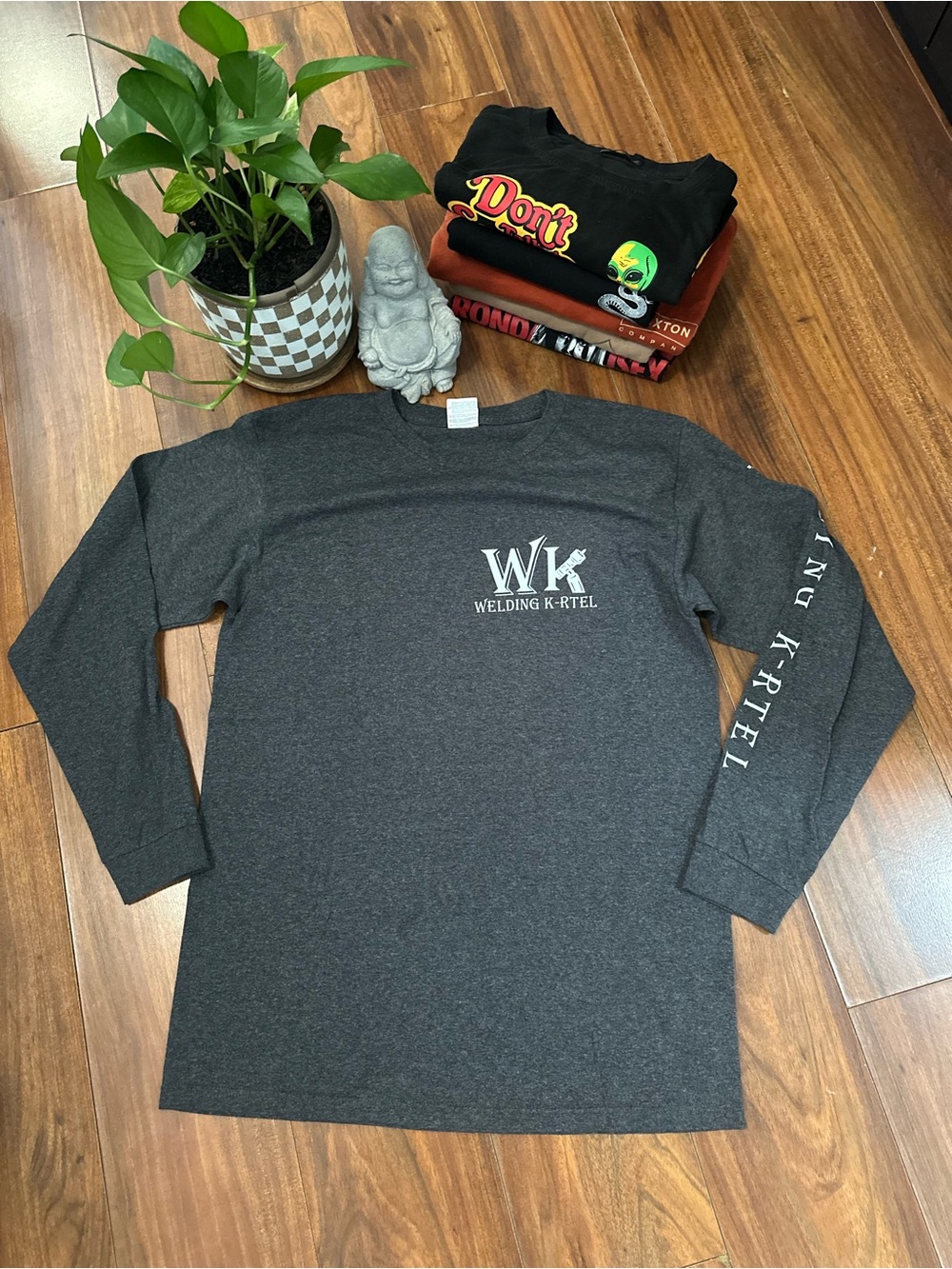 Welding K-Rtel Charcoal Long Sleeve Graphic T-Shirt - Size Medium